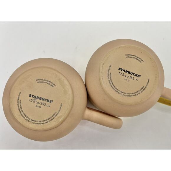 Set Of 2 Starbucks Terra Cotta Two Tone Long Handle 12oz Mugs - Picture 6 of 6
